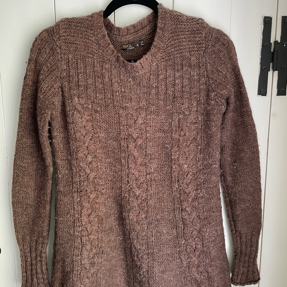 Prana Brown Sweater Cable Knit